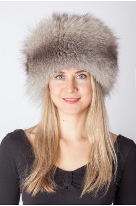 Dark grey fox fur hat